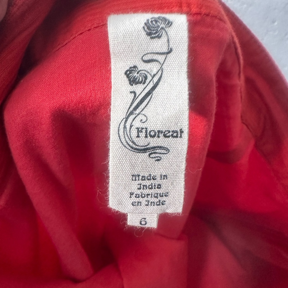 Anthropologie Floreat Red And White Floral Skirt Size 6 EUC - Picture 7 of 7